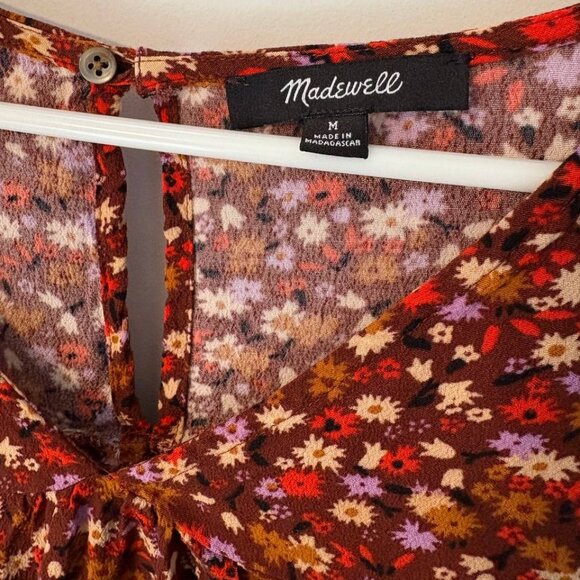 Madewell Floral V-Neck Keyhole Top Women's Medium - Picture 4 of 7